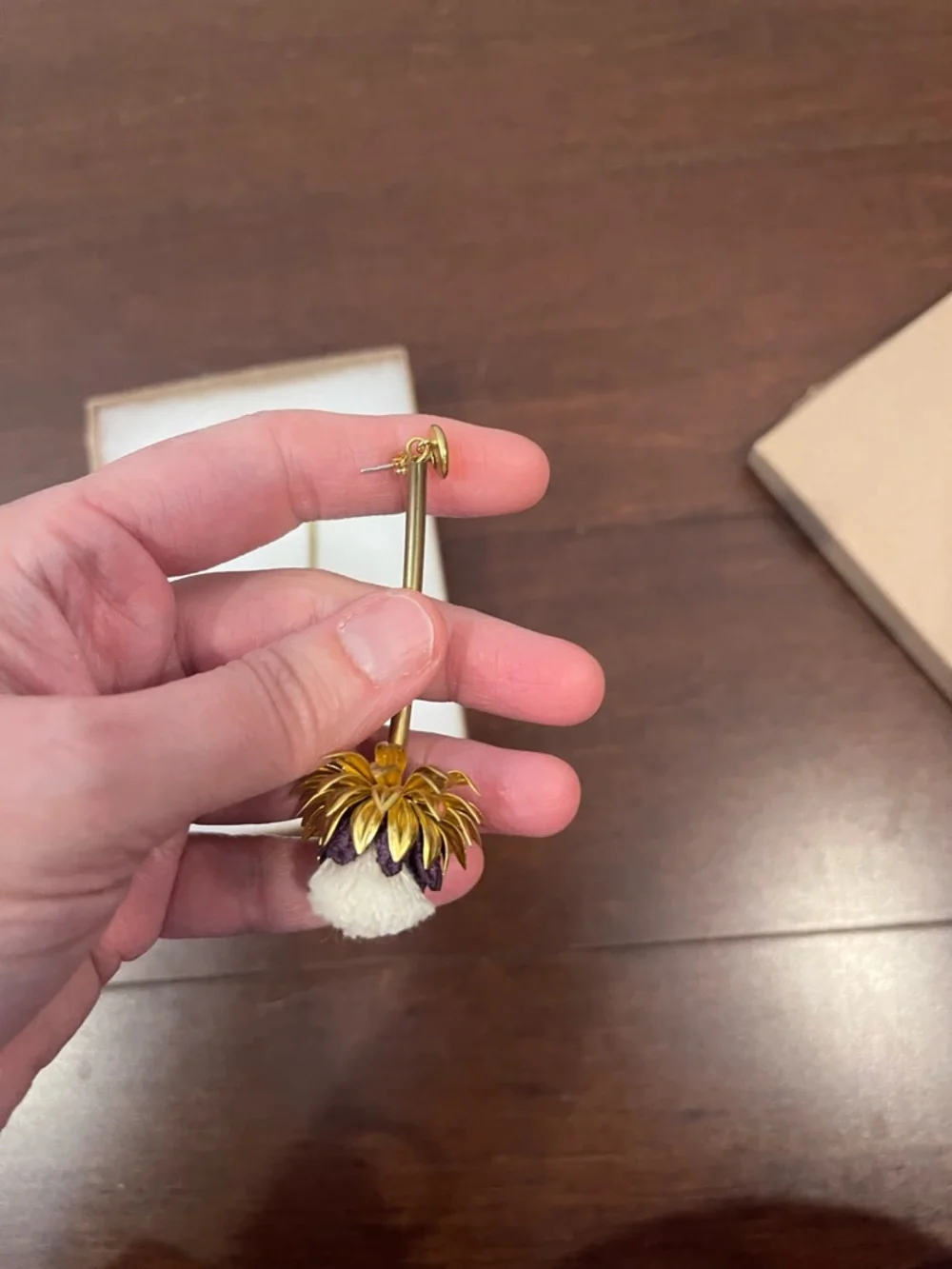 gold dandelion statement earrings new without tags - Picture 2 of 8